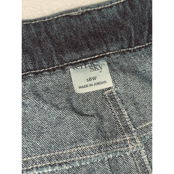 18W Terra And Sky Modest Denim Skirt Womens 5 Pocket Front Slit Jean Skirt 28" - Picture 7 of 12